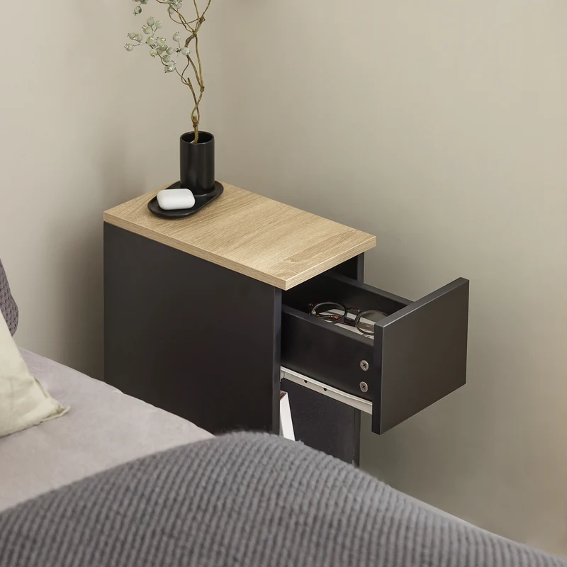 SoBuy FBT111-SCH Table de Chevet Table de Nuit Bout de Canapé Table d'Appoint Table Basse avec Tiroir