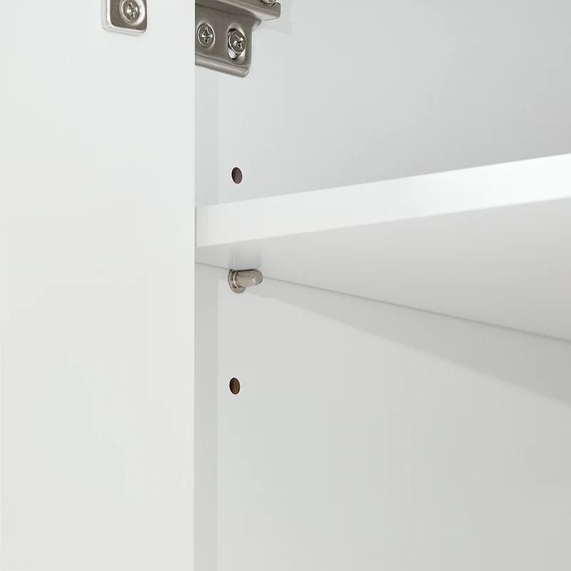 SoBuy FSB97-WN Buffet Bas Blanc et Bambou – 1 Tiroir, 2 Portes, Étagères Réglables, 60×34×85 cm