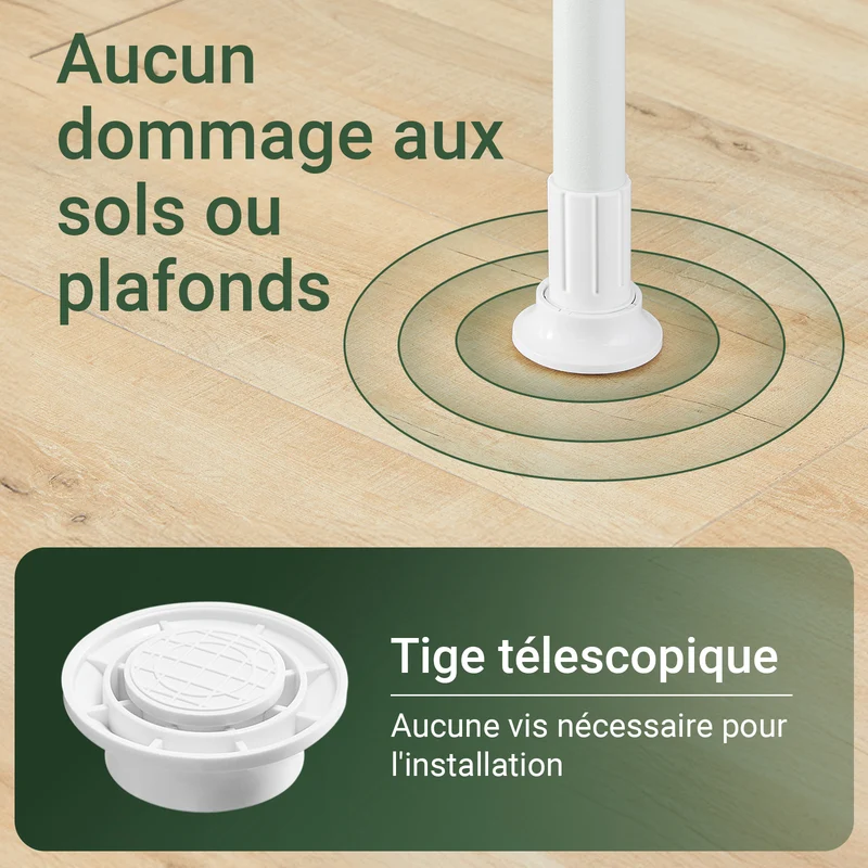 SoBuy KLS04-II-W Portant à vêtements télescopique solide - Penderie ouverte réglable avec tringles et étagères, Porte manteau pour chambre/dressing, Blanc
