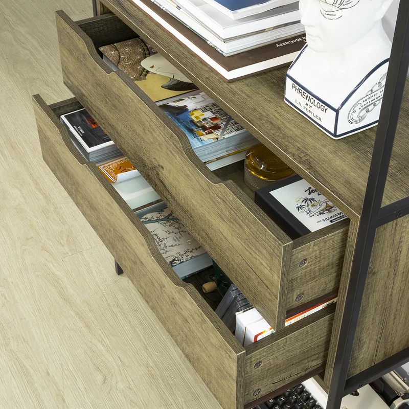 SoBuy FSB40-T Table Console Meuble d'entrée avec 2 tiroirs Buffet Placard à 3 Niveaux