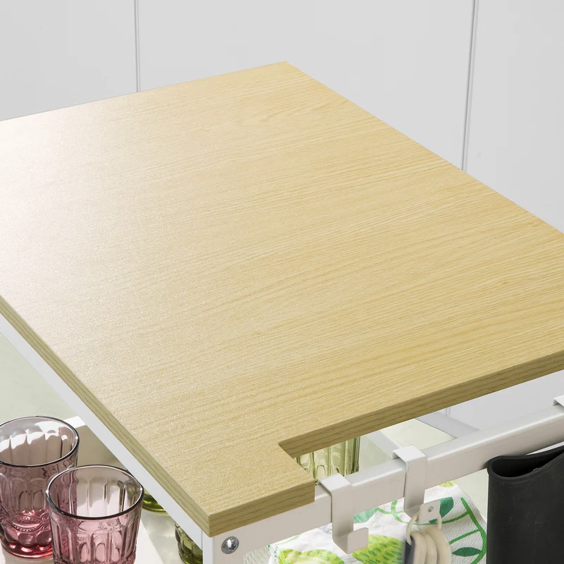 SoBuy SVW13-W Chariot de Rangement à l'île de Cuisine avec 2 Plateaux Amovibles et 3 Crochets