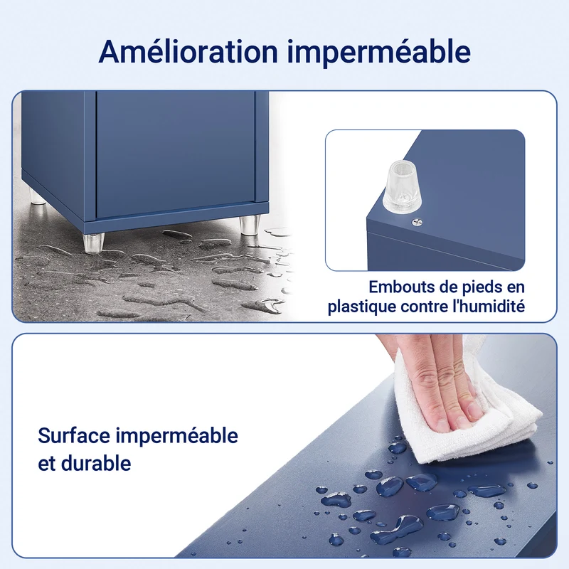 SoBuy BZR34-II-B Colonne Bleue Design – Meuble WC Ultra-Fin 20 cm, Décoratif, 180 cm