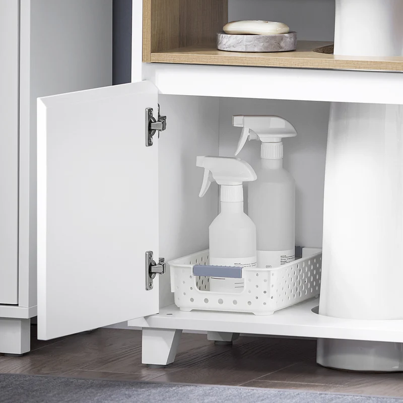 SoBuy BZR148-W Meuble Sous Lavabo de Salle de Bain, Meuble Sous Vasque à 2 Portes