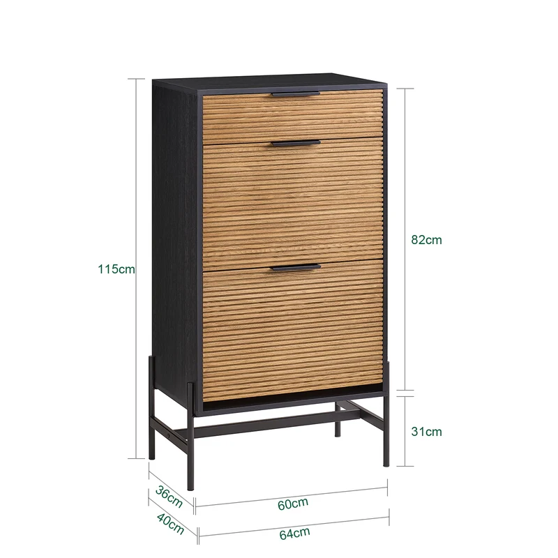 SoBuy HFSR03-SCH Meuble à Chaussures, Meuble d'entrée à Chaussures, avec 1 Tiroirs et 2 Abattants