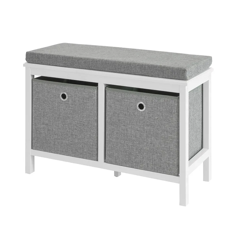SoBuy FSR81-HG Banc à Chaussures avec Coussin Rembourré et 2 Paniers de Rangement pour Entrée – 70x30x50 cm, Gris