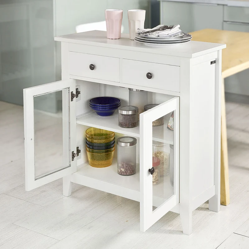 SoBuy FSB05-W Buffet Commode Armoire de Rangement -2 tiroirs 2 portes- Coloris