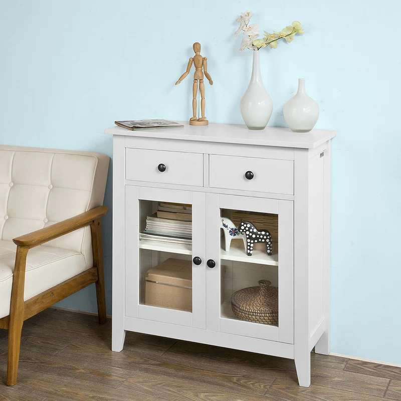 SoBuy FSB05-W Buffet Commode Armoire de Rangement -2 tiroirs 2 portes- Coloris