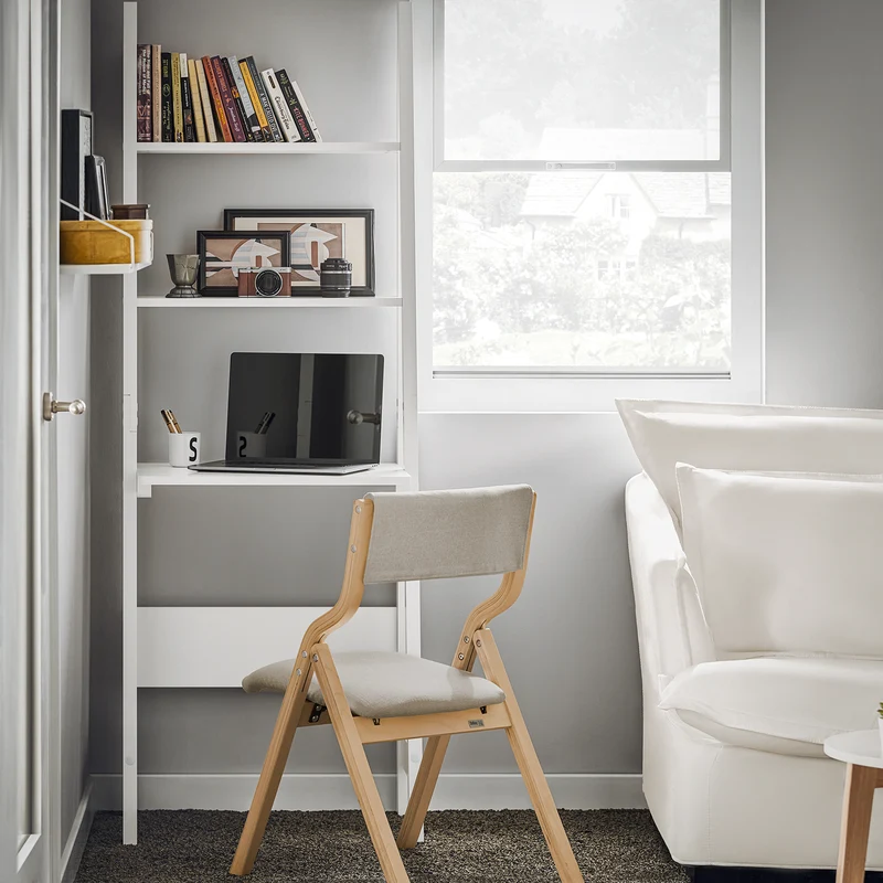 SoBuy FRG60-W Bureau, Table Bibliothèque, étagère style échelle de 2 tablettes