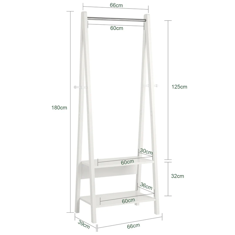 SoBuy FRG59-W Porte-Vêtement en Bois Penderie à Vêtement Porte-Manteau avec Deux Étagères