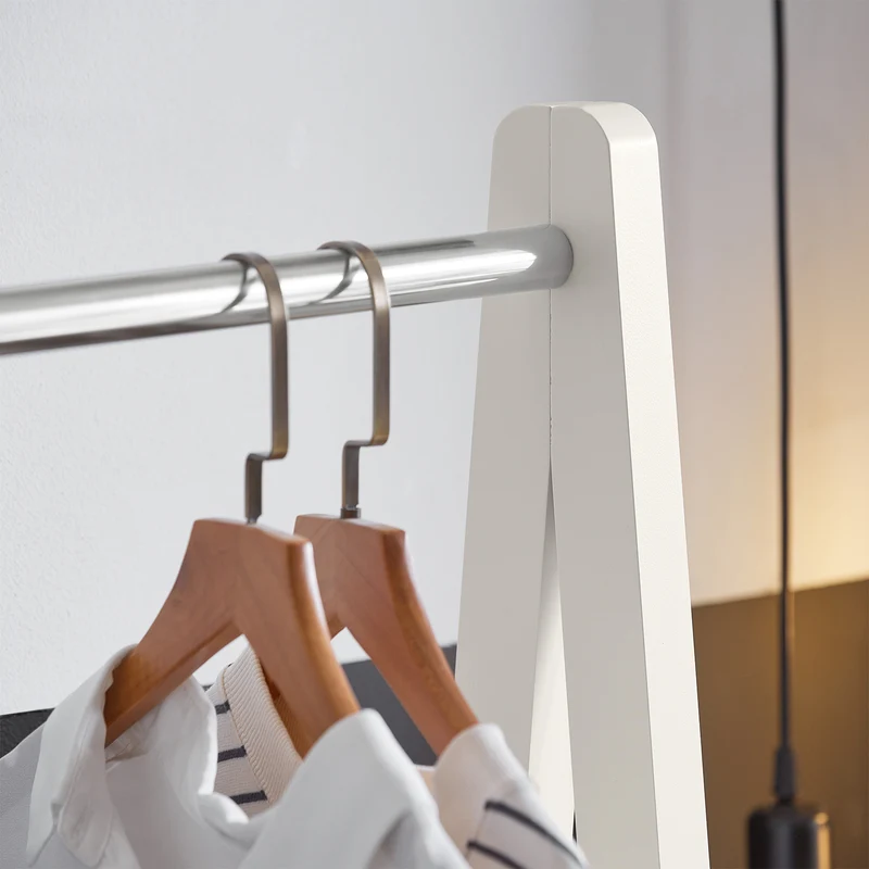 SoBuy FRG59-W Porte-Vêtement en Bois Penderie à Vêtement Porte-Manteau avec Deux Étagères