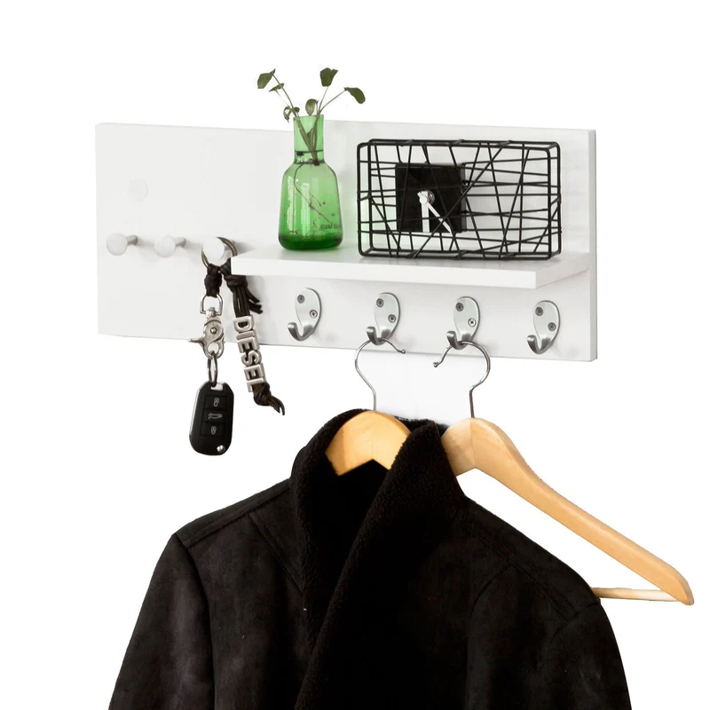 SoBuy FRG54-W Penderie Porte-manteaux mural, étagère avec 1 tablette, 7 crochets