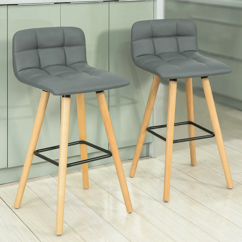 SoBuy FST50-HGX2 Lot de 2 Tabourets de Bar Cuisine Dossier Repose-Pieds Haute qualité