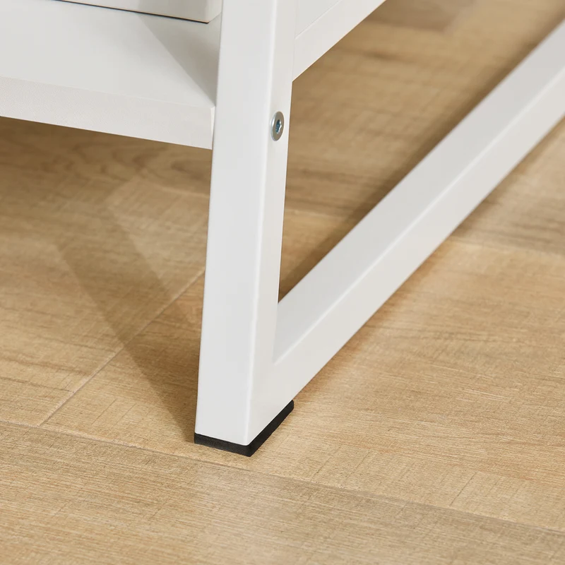 SoBuy FWT29-W Bureau informatique Secrétaire Table avec 3 étagères cadre métal -Blanc