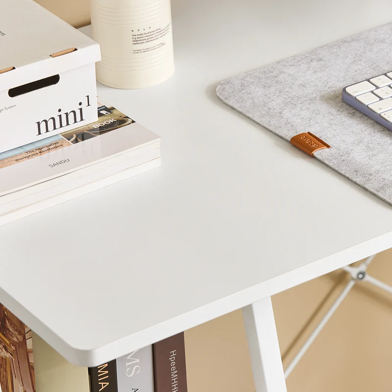 SoBuy FWT29-W Bureau informatique Secrétaire Table avec 3 étagères cadre métal -Blanc
