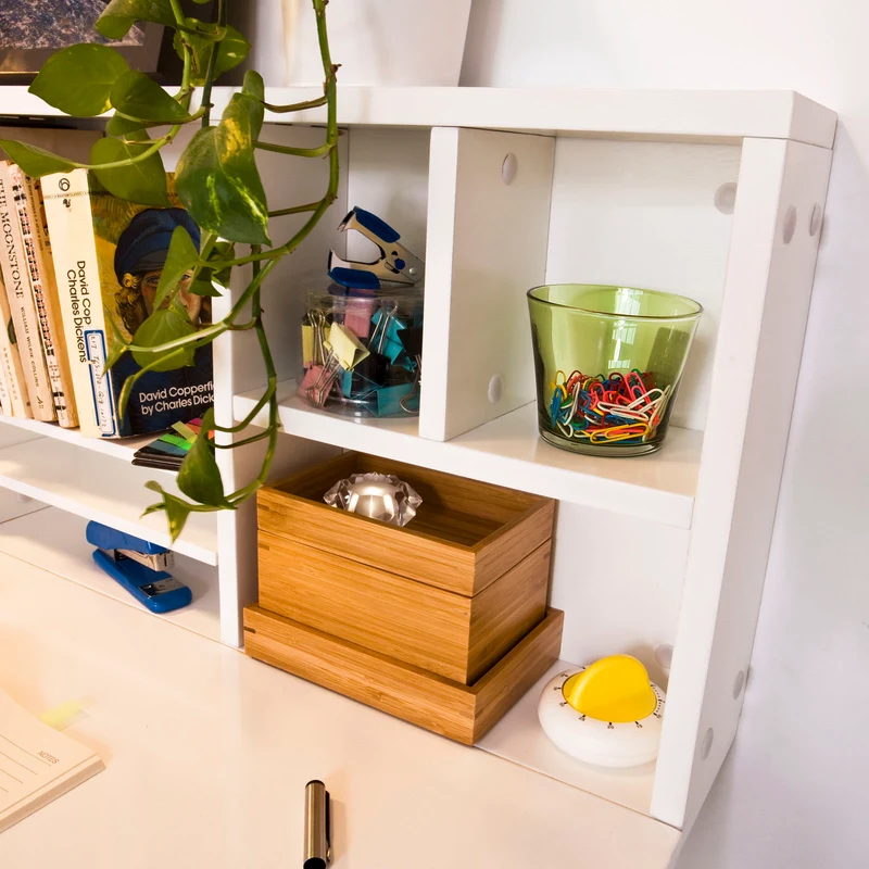 SoBuy FWT07-W Bureau Table murale rabattable avec Armoire murale intégrée, Table cuisine pliable, Table de repas -Blanc