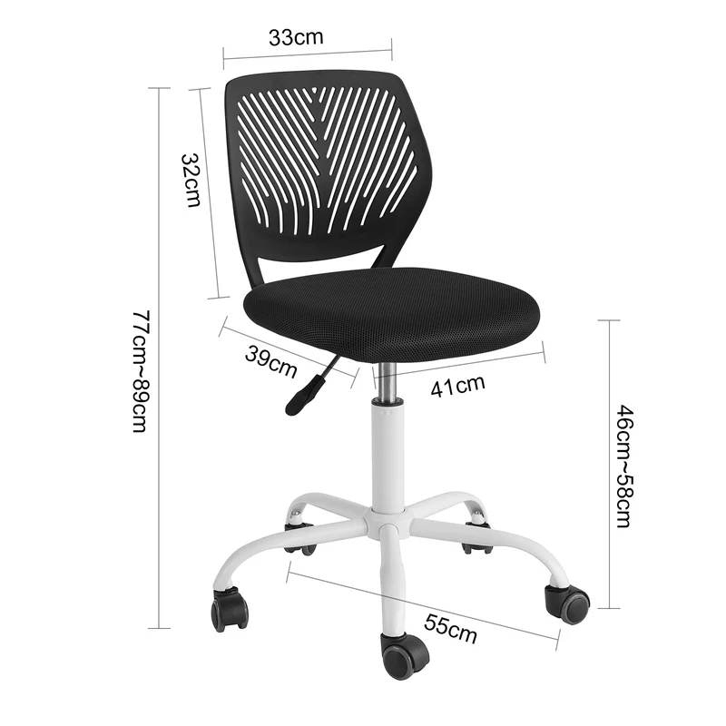 SoBuy FST64-SCH Chaise de Bureau Ergonomique Fauteuil Pivotant Chaise pour Ordinateur Hauteur Réglable -Noir