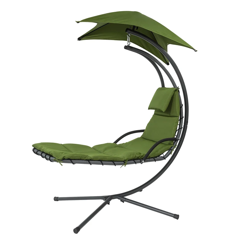 SoBuy OGS39-GR Bain de Soleil Hamac Transat Suspendu Lit Suspend Balancelle de Jardin