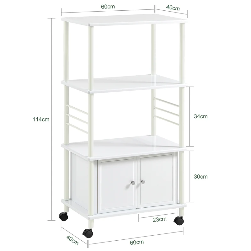 SoBuy FRG12-W Meuble rangement cuisine roulant en bois, Chariot de cuisine de service