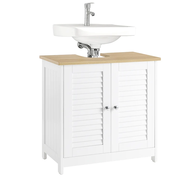 SoBuy FRG237-WN Meuble Sous Lavabo, Meuble sous Vasque avec 2 Portes et 2 Étages