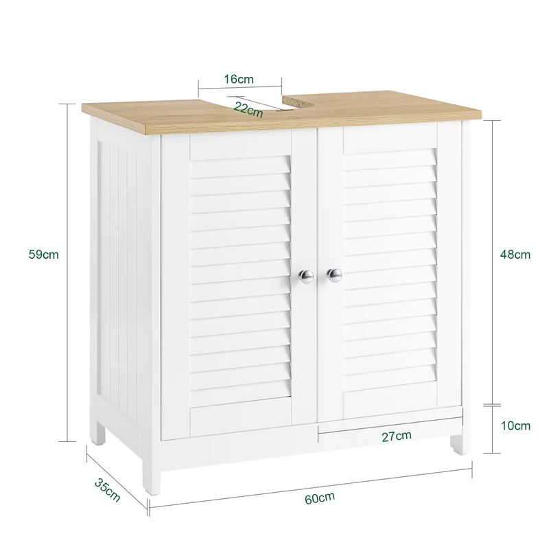 SoBuy FRG237-WN Meuble Sous Lavabo, Meuble sous Vasque avec 2 Portes et 2 Étages