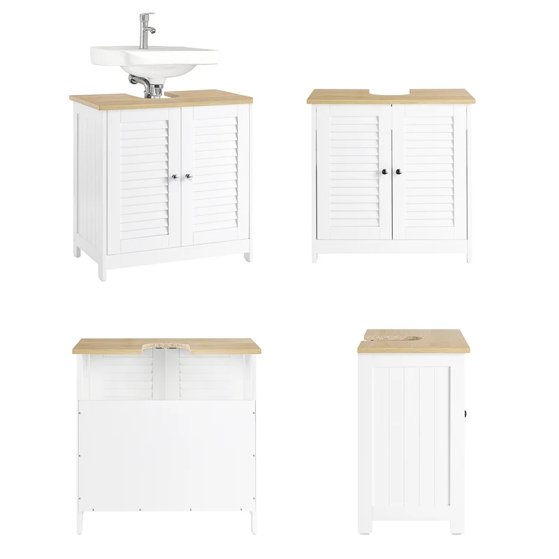 SoBuy FRG237-WN Meuble Sous Lavabo, Meuble sous Vasque avec 2 Portes et 2 Étages