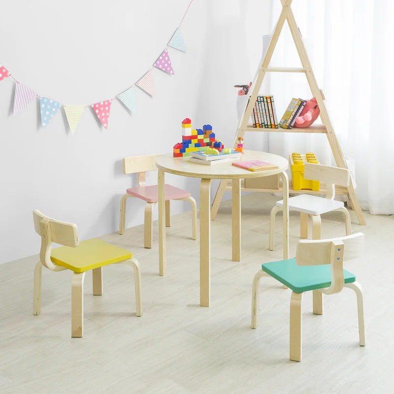 SoBuy KMB29-W Chaise pour Enfant en Bois Bouleau Chaise Enfant Confortable avec Dossier