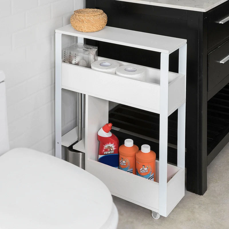 SoBuy FRG270-W Meuble de Rangement Salle de Bain Support Papier Toilette Meuble WC