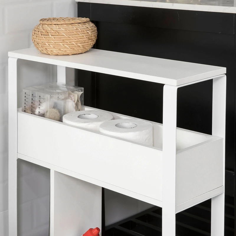 SoBuy FRG270-W Meuble de Rangement Salle de Bain Support Papier Toilette Meuble WC