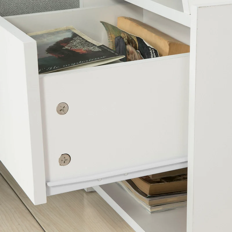 SoBuy FRG261-W Table de Chevet Table d'Appoint Bout de Canapé avec 1 Tiroir 2 Niches
