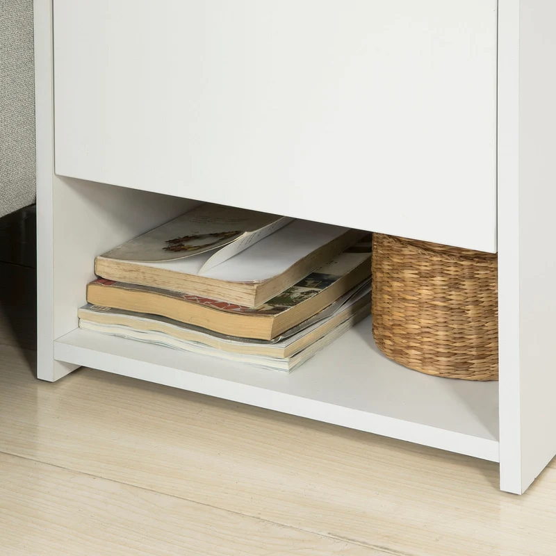 SoBuy FRG261-W Table de Chevet Table d'Appoint Bout de Canapé avec 1 Tiroir 2 Niches
