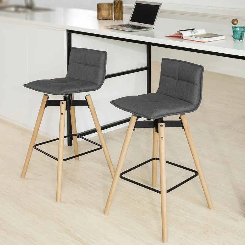 SoBuy FST45-DG Tabouret de bar cuisine rotatif à 360° avec dossier et repose-pieds