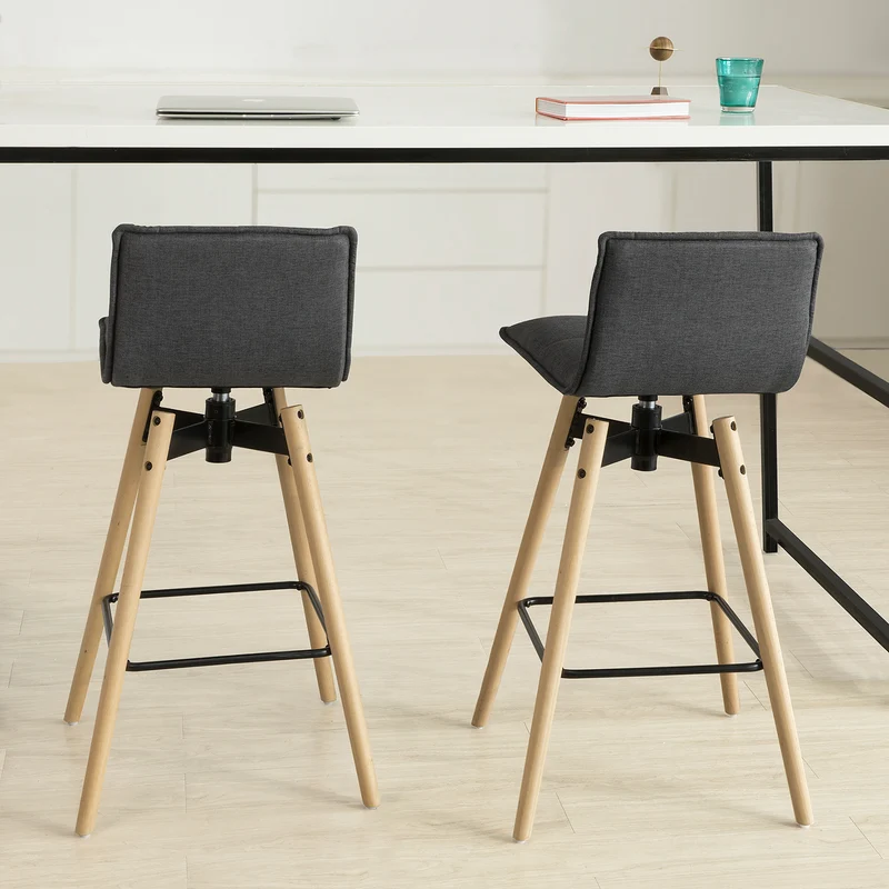 SoBuy FST45-DG Tabouret de bar cuisine rotatif à 360° avec dossier et repose-pieds