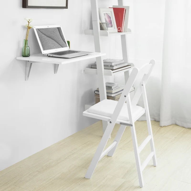SoBuy FST06-W Chaise pliante en bois avec assise rembourrée, Chaise pliable pour Cuisine