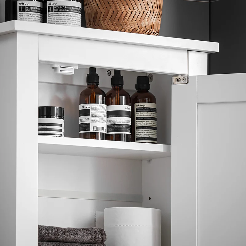 SoBuy FRG203-W Meuble Haut de Salle de Bain, 1 porte Placard Commode Meuble de Rangement