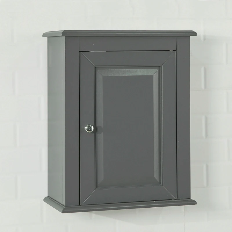 SoBuy FRG203-DG Meuble Haut de Salle de Bain, 1 Porte Placard Commode Mural