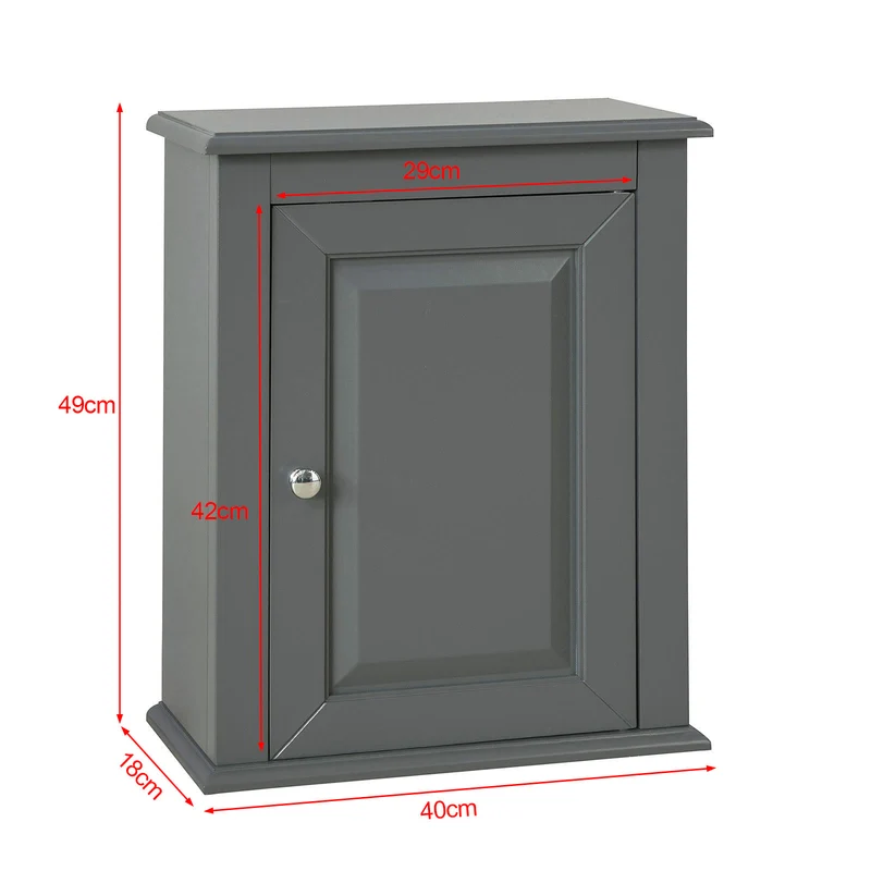 SoBuy FRG203-DG Meuble Haut de Salle de Bain, 1 Porte Placard Commode Mural