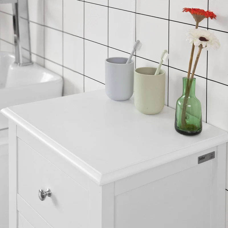 SoBuy FRG206-W Table d’appoint Meuble Bas de Salle de Bain Armoire Toilette