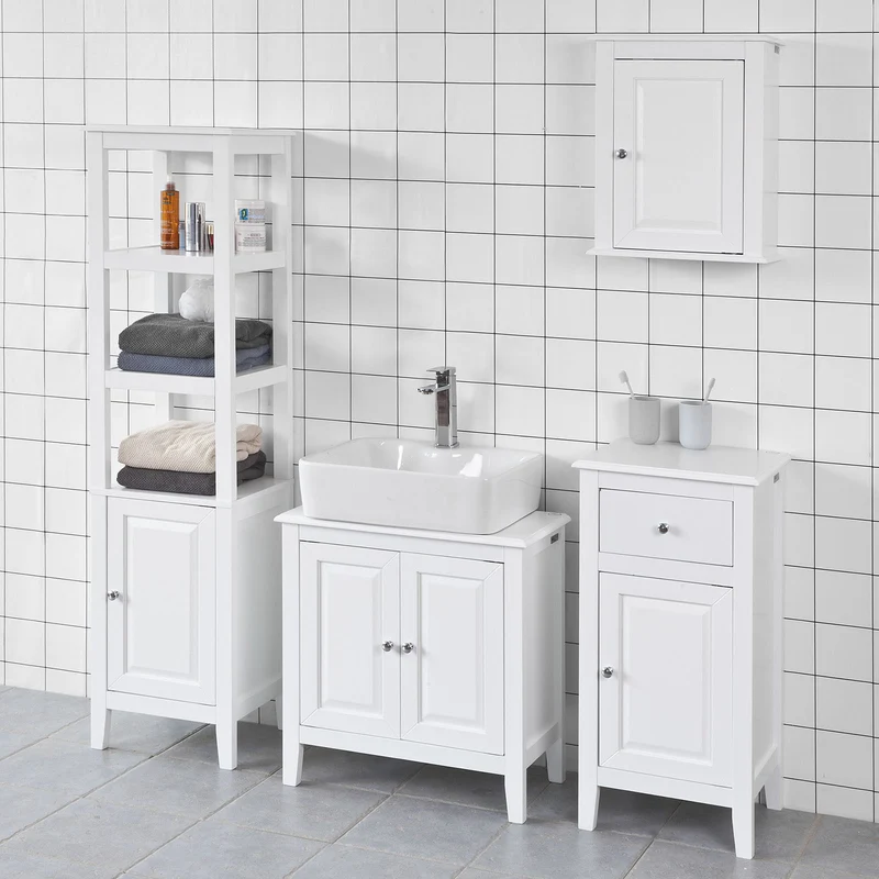 SoBuy FRG206-W Table d’appoint Meuble Bas de Salle de Bain Armoire Toilette