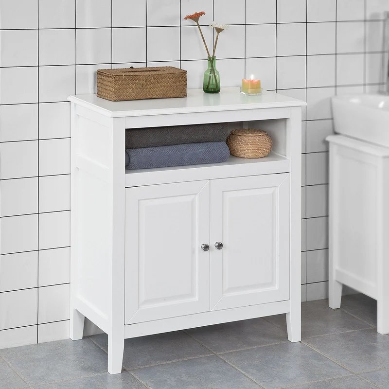 SoBuy FRG204-W Meuble Bas de Salle de Bain Armoire Toilette Buffet commode – Blanc