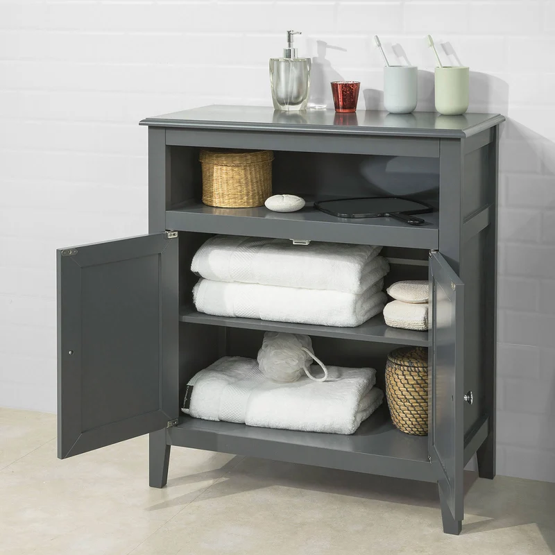 SoBuy FRG204-DG Meuble Bas de Salle de Bain Armoire Toilette Buffet Commode