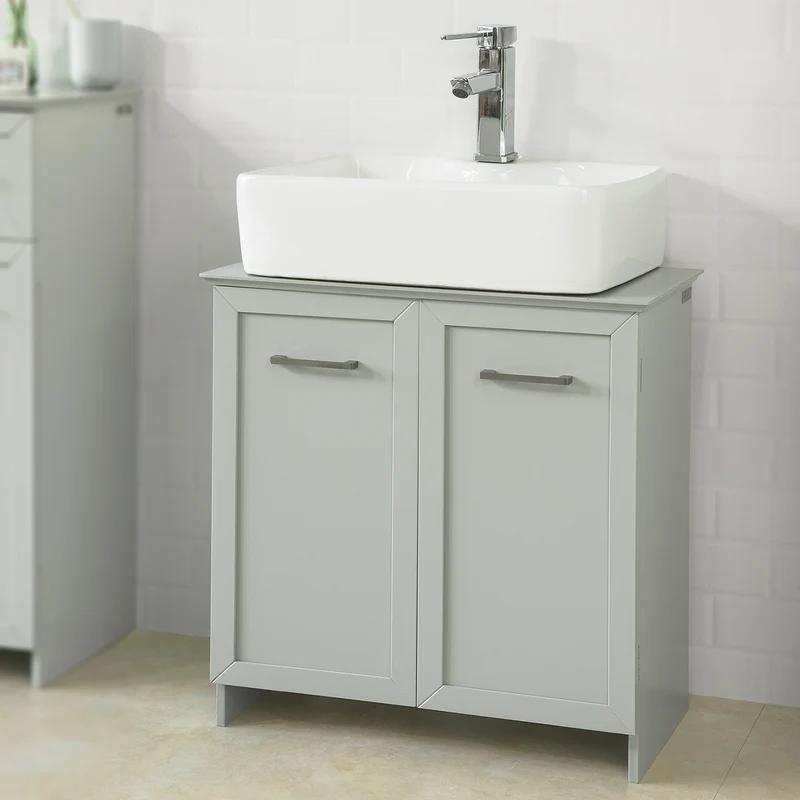 SoBuy BZR07-HG Meuble sous-Lavabo Dessous de Lavabo Meuble de Salle de Bain