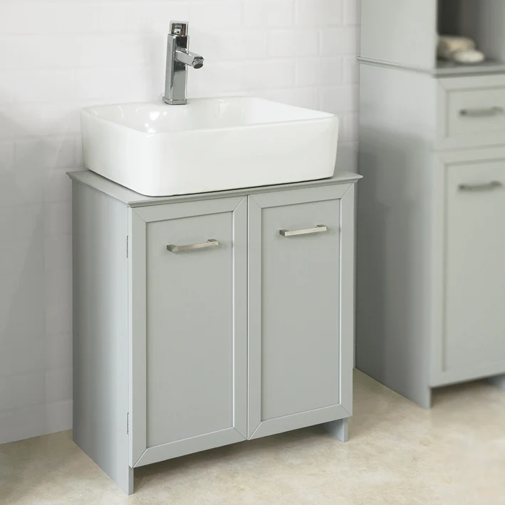 SoBuy BZR07-HG Meuble sous-Lavabo Dessous de Lavabo Meuble de Salle de Bain