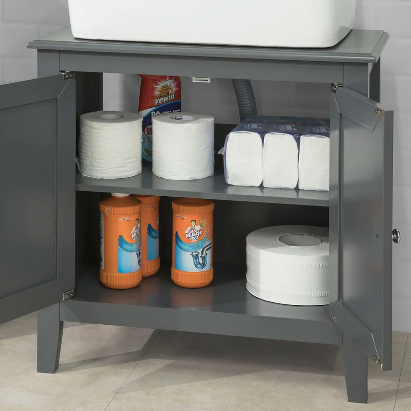 SoBuy FRG202-DG Meuble Sous-Lavaboou de Salle de Bain Vasque 2 étages