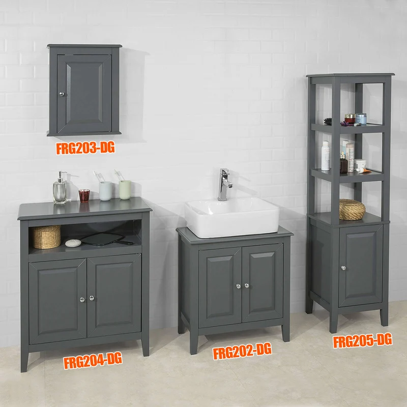 SoBuy FRG202-DG Meuble Sous-Lavaboou de Salle de Bain Vasque 2 étages