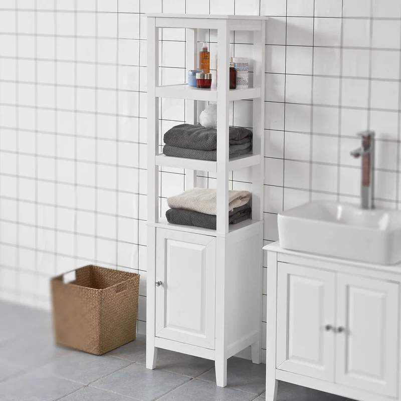 SoBuy FRG205-W Meuble Colonne de Salle de Bain Armoire Toilette haute – Blanc