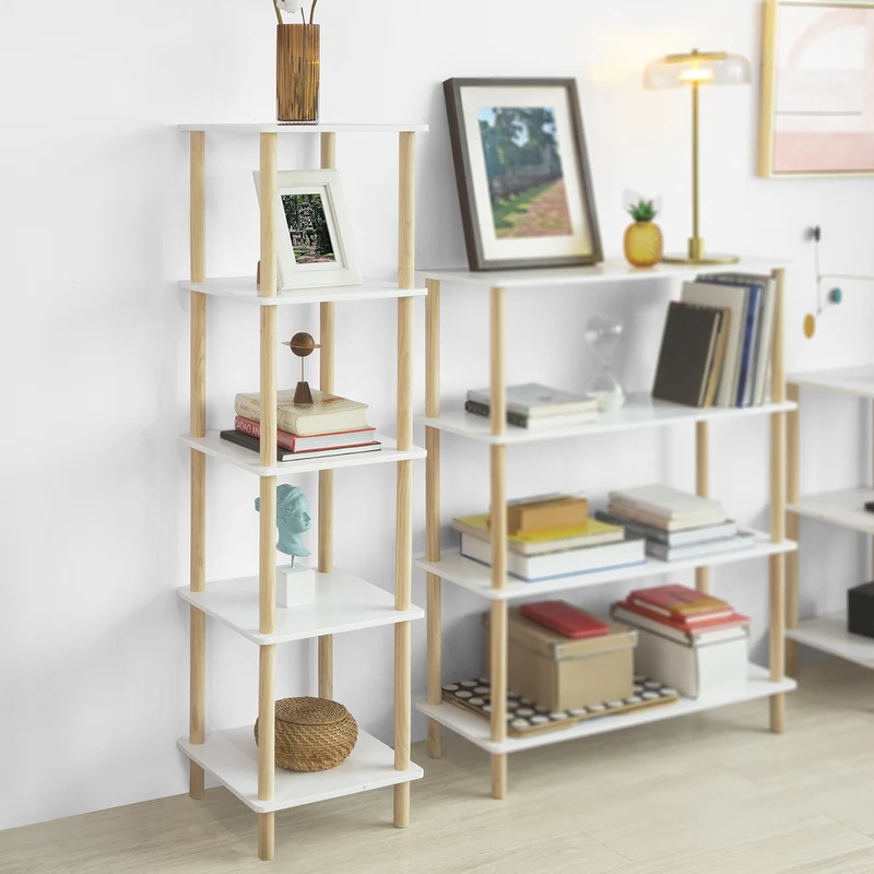 SoBuy STR04-K-WN Étagère de rangement Bibliothèque Étagère avec 5 tablettes Étagère de cuisine