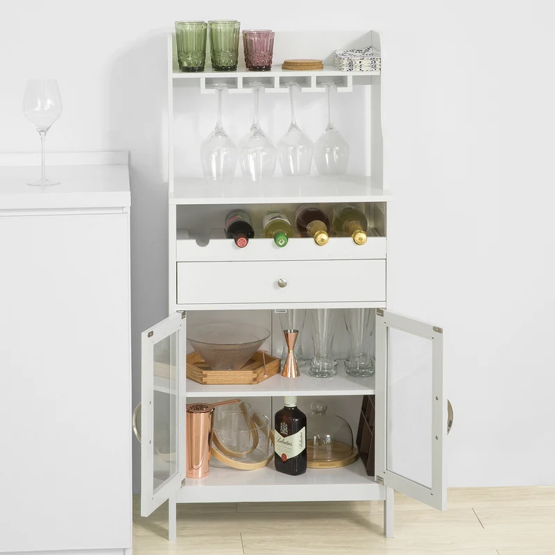 SoBuy FSB24-W Buffet Commode Armoire de Rangement avec Porte-Bouteilles