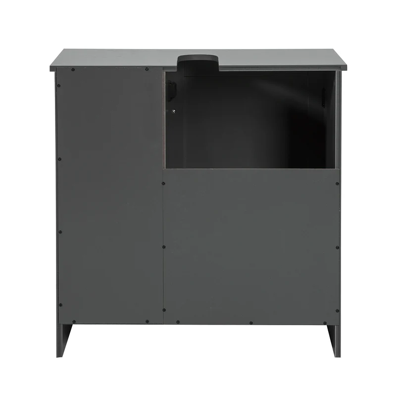 SoBuy BZR38-DG Meuble sous-Lavabo Dessous de Lavabo ou Evier Meuble de Salle de Bain Vasque à 1 Porte et 2 Étagères