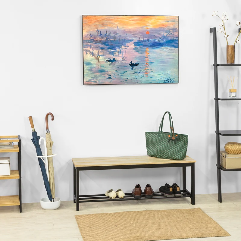 SoBuy FSR85-N Banc à Chaussures Assise 2 Personnes Meuble d'Entrée Étagère à Chaussures