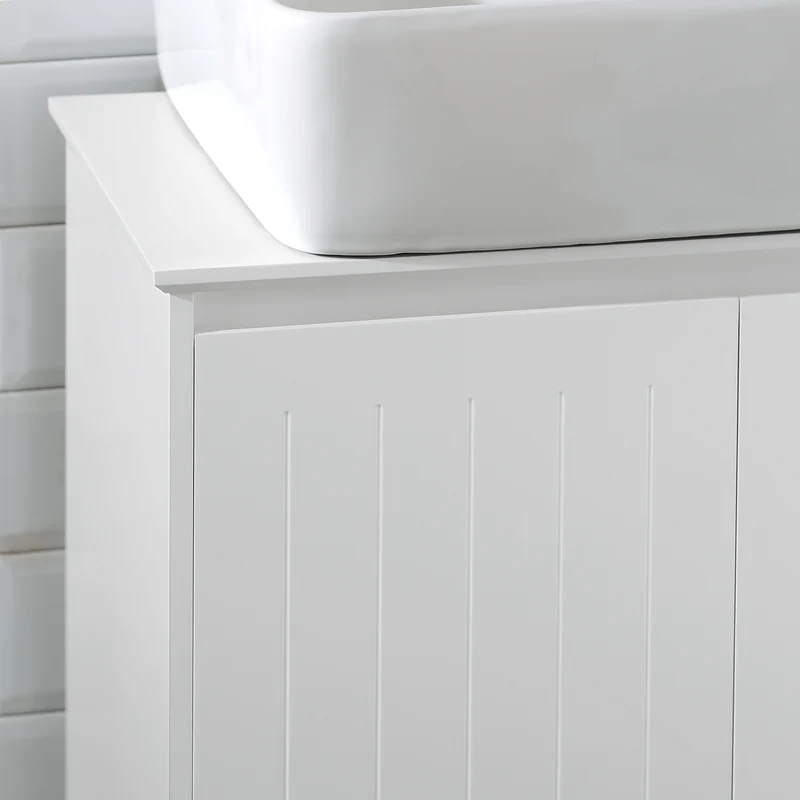 SoBuy BZR108-W Meuble sous Lavabo avec 2 Portes – 60×30×60 cm, Charge 30 kg, MDF E1, Blanc